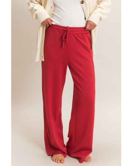 Elastic Waist Straight Leg Pants