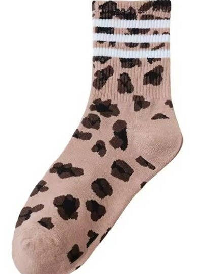 WOMAN ANIMAL LEOPARD HALF CREW THROWBACK SOCKS | 40S02071