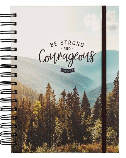 Be Strong and Courageous Large Wirebound Journal with Elasti