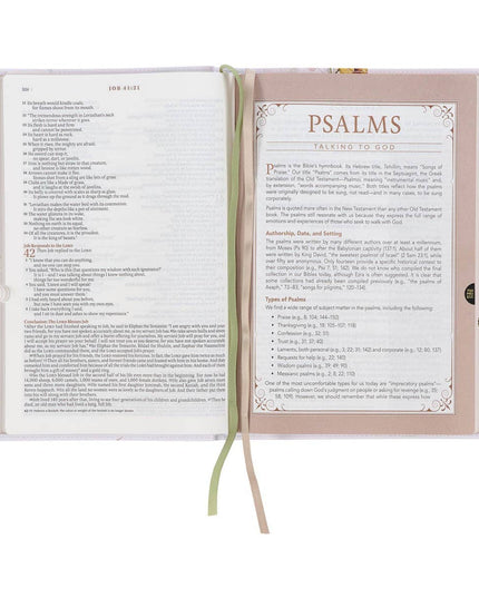 Cream Floral Spiritual Growth Bible New Living Translation