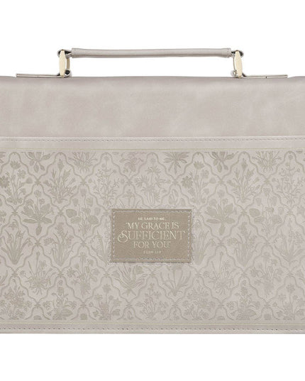 Bible Cover Fashion Taupe My Grace Is Sufficient 2 Cor 12:9