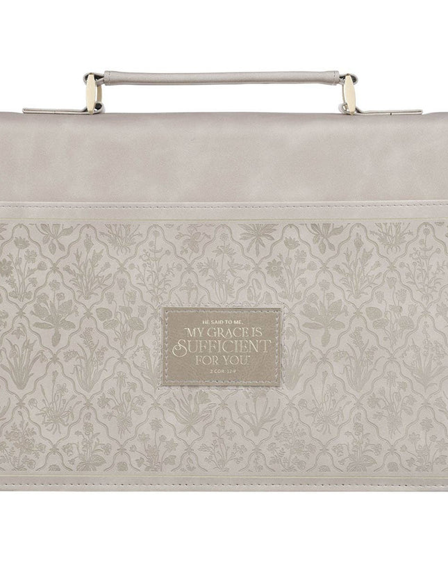 Bible Cover Fashion Taupe My Grace Is Sufficient 2 Cor 12:9