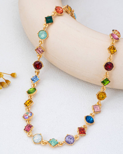 Multicolored Mixed-Shape Crystal Station Necklace | 80N93256