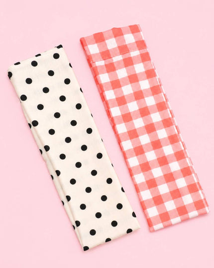 Red Gingham & Black Polka Dot Headband 2-pc Set| 40HWP604