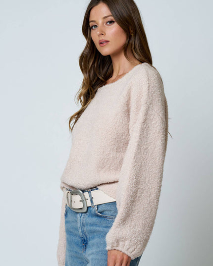 LONG SLEEVE FUZZY KNIT PULLOVER SWEATER (PRE-ORDER)