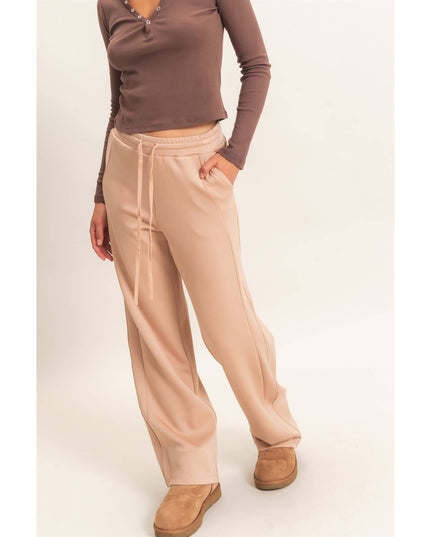 Elastic Waist Straight Leg Pants