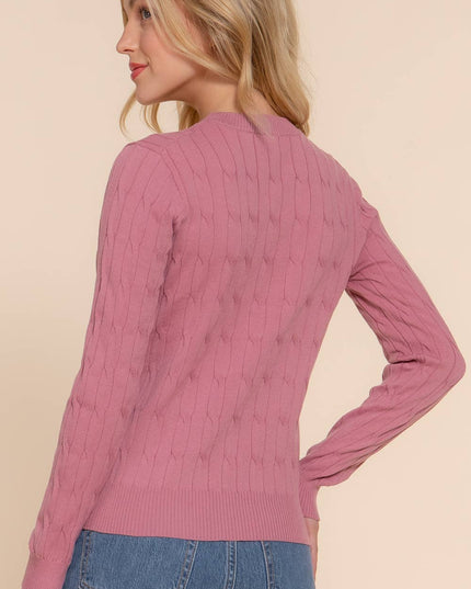 Long Sleeve Round Neck Cable Sweater