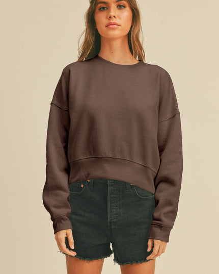 Blank Short Cropped Long Sleeve Sweatshirt