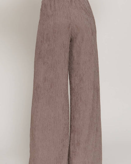 Waistband with String Crinkle Knit Long Pants