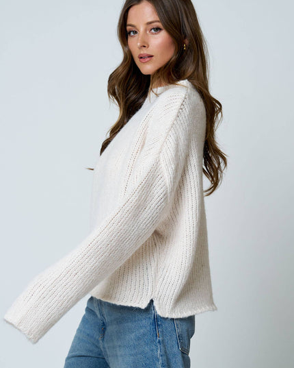 MOCK NECK LONG SLEEVE OVERSIZED KNIT SWEATER