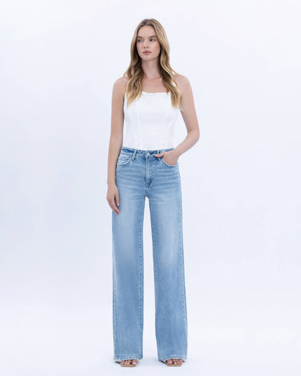 HIGH RISE FULL LENGTH LIGHT WASH WIDE JEANS F6060