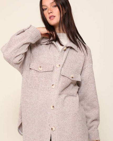 `Brushed waffle knit shacket