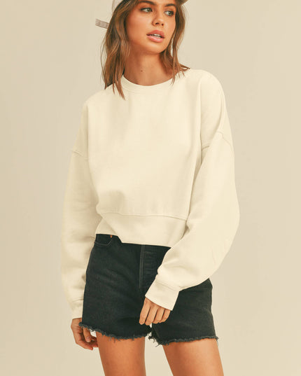 Blank Short Cropped Long Sleeve Sweatshirt