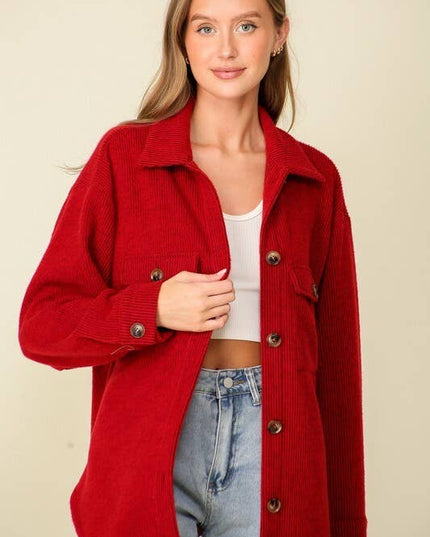 `Brushed waffle knit shacket
