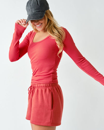 CoreClassic Micro-Ribbed Built-In Bra Long Sleeve Top