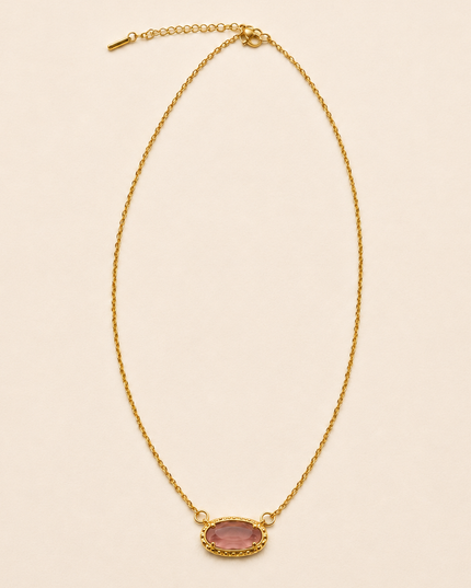OVAL GEMSTONE CHARM PENDANT NECKLACE | 40NK9661