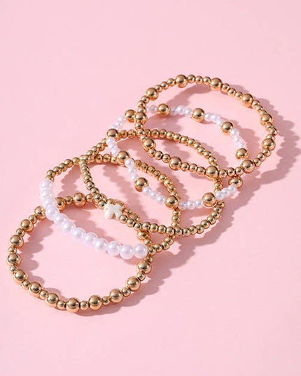 MULTI BALL PEARL CHAIN STRETCH BRACELET | 40B5128