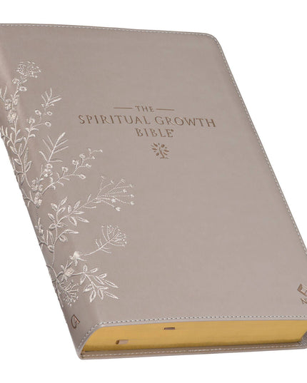 Embroidered Taupe Faux Leather Spiritual Growth Bible