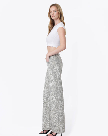 LOW RISE FULL LENTH LEOPARD PRINT WIDE LEG JEANS T7371LPD