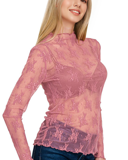 `1014 Lace See Through Layering Top SI-25496 Zenana