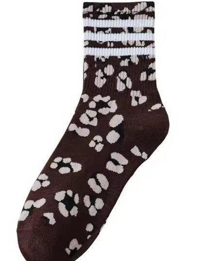 WOMAN ANIMAL LEOPARD HALF CREW THROWBACK SOCKS | 40S02071
