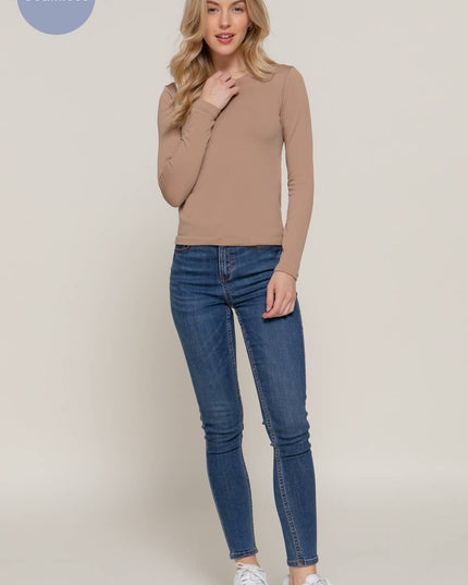 Long Sleeve Crew Neck Inner Fur Seamless Top