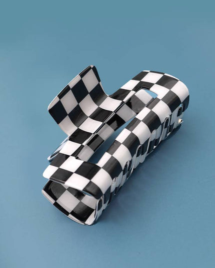 JUMBO RESIN CHECKER HAIR CLAW CLIPS 4inch | 40H664