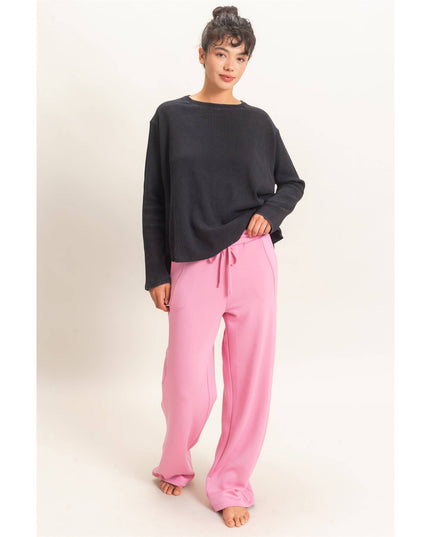 Elastic Waist Straight Leg Pants