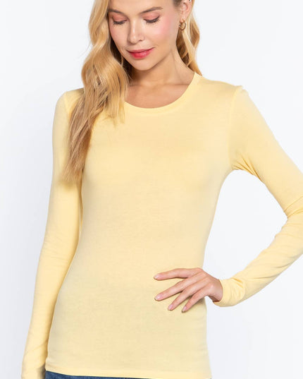 Long Sleeve Crew Neck Cotton Spandex Jersey Top