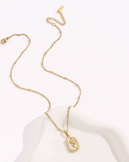 STAINLESS STEEL NON-TARNISH ROSE NECKLACE | 40NK9737