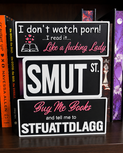 Buy Me Books & Tell Me to STFUATTDLAGG Shelf Sign | Dark Romance Reader Decor | BookTok Bookshelf Accent