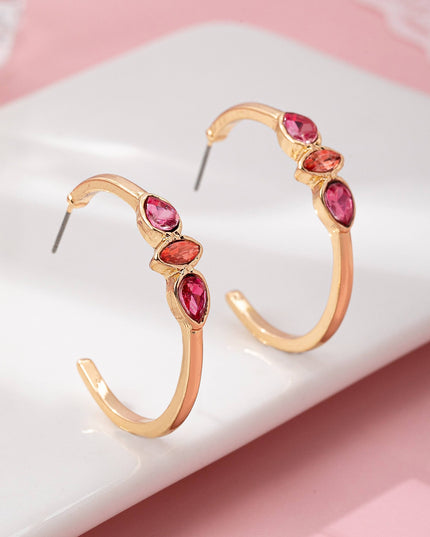Fuchsia Marquise Crystal Hoop Earrings | 80E62089