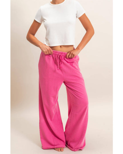 Mineral Washed Wide Leg Pants
