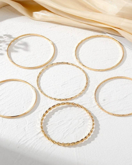Gold Layered Bangle Set - Mixed Texture Stack | 40B5238