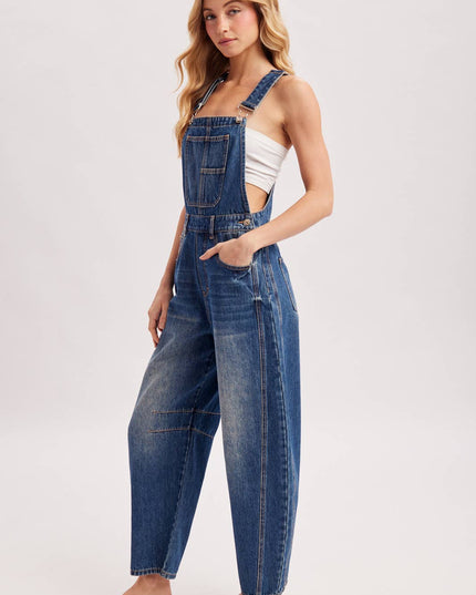 DENIM BARREL OVERALLS
