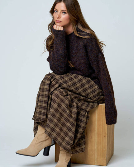 MOCK NECK LONG SLEEVE OVERSIZED KNIT SWEATER
