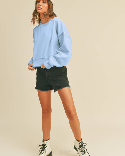 Blank Short Cropped Long Sleeve Sweatshirt
