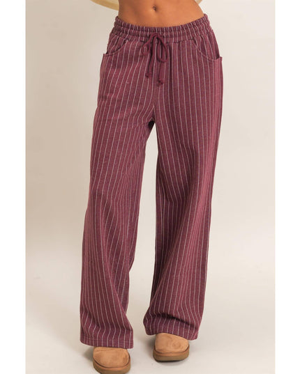 Pinstripe Elastic Waist Sweatpants