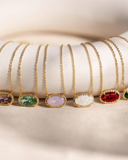 OVAL GEMSTONE CHARM PENDANT NECKLACE | 40NK9661