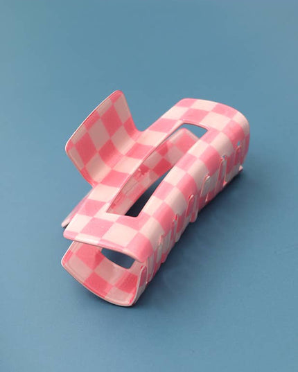 JUMBO RESIN CHECKER HAIR CLAW CLIPS 4inch | 40H664