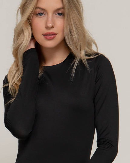 Long Sleeve Crew Neck Double Layer ITY Knit Top