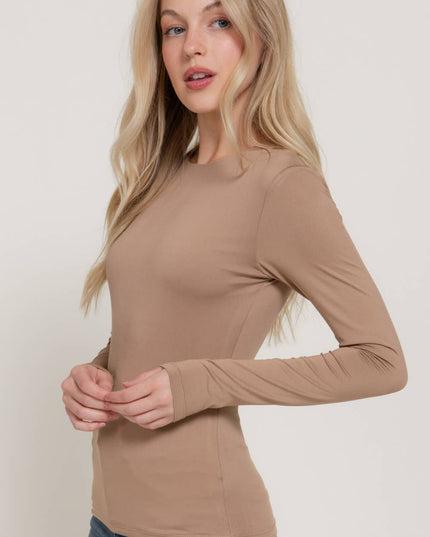Long Sleeve Crew Neck Double Layer ITY Knit Top