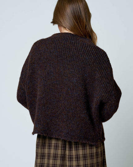 MOCK NECK LONG SLEEVE OVERSIZED KNIT SWEATER