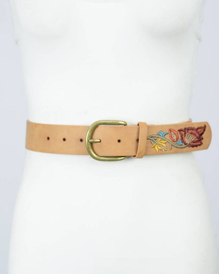 Flower Embroidered Statement Belt