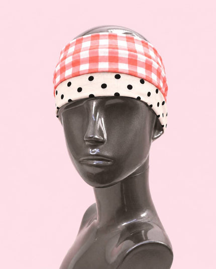 Red Gingham & Black Polka Dot Headband 2-pc Set| 40HWP604