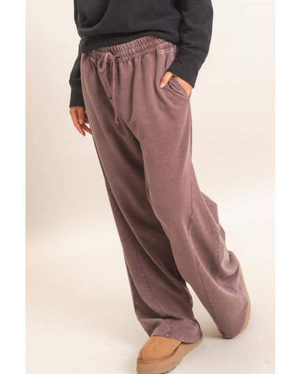 Mineral Washed Wide Leg Pants