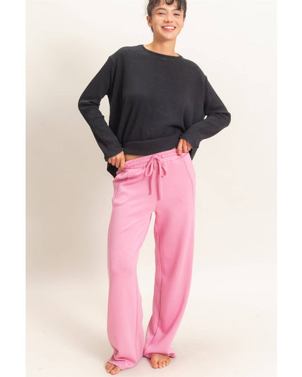 Elastic Waist Straight Leg Pants
