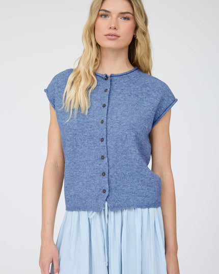 RAW EDGE SLEEVELESS LIGHTWEIGHT CARDIGAN