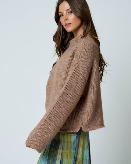 MOCK NECK LONG SLEEVE OVERSIZED KNIT SWEATER
