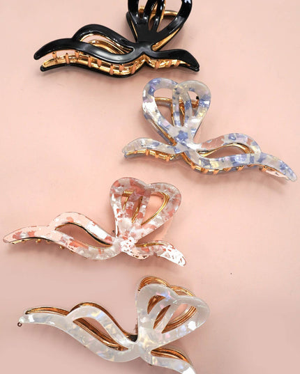 PREMIUM PVC TOILE PATTERN BOW HAIR CLAW CLIPS | 40H928